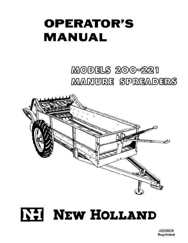New Holland 200 and 221 Manure Spreader Manual