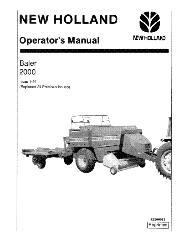 New Holland 2000 Large Rectangular Baler Manual