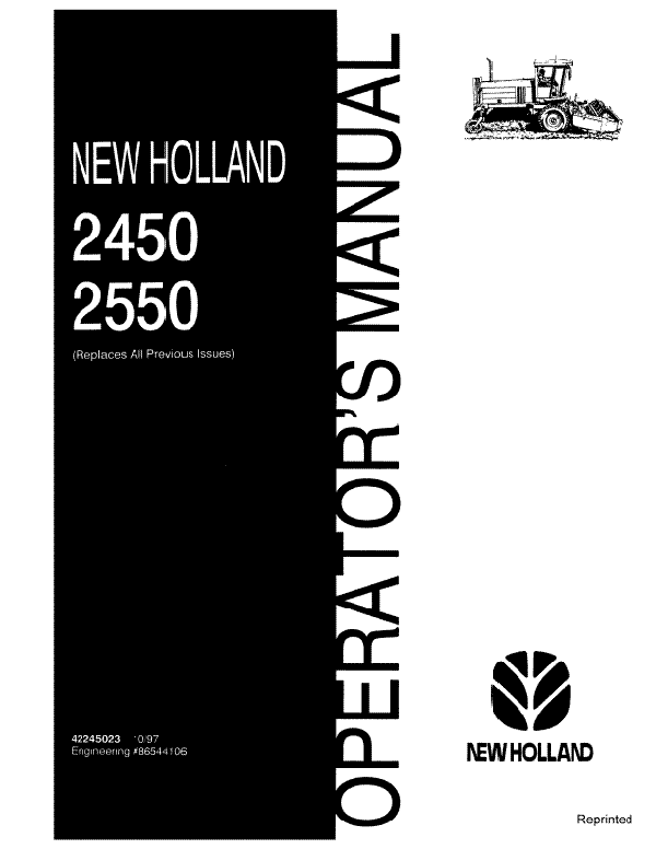 New Holland 2450 and 2550 Windrower Manual