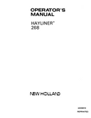 New Holland 268 Hay Baler Manual