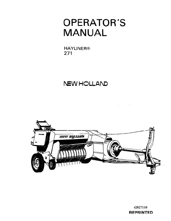 New Holland 271 Hayliner Manual