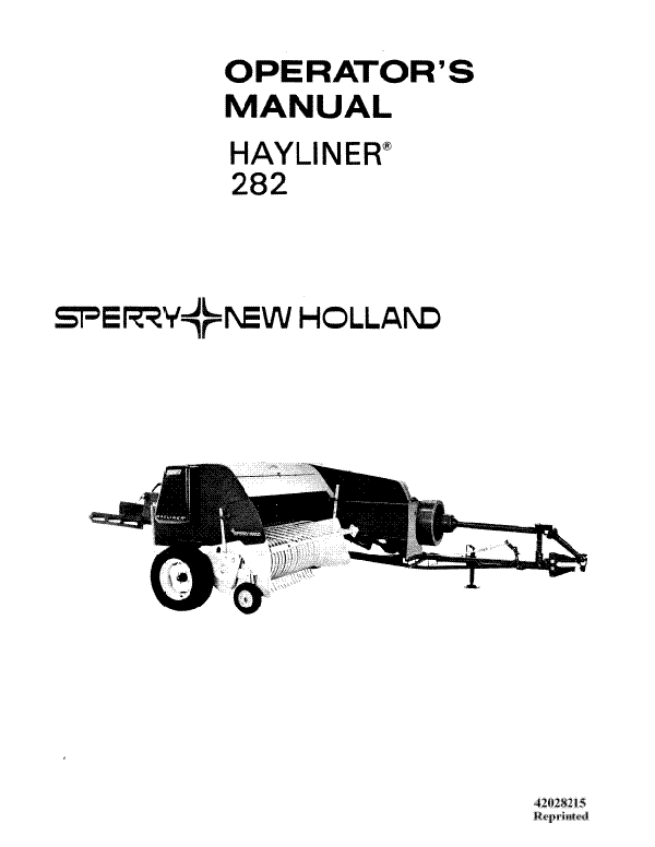 New Holland 282 Hay Baler Manual