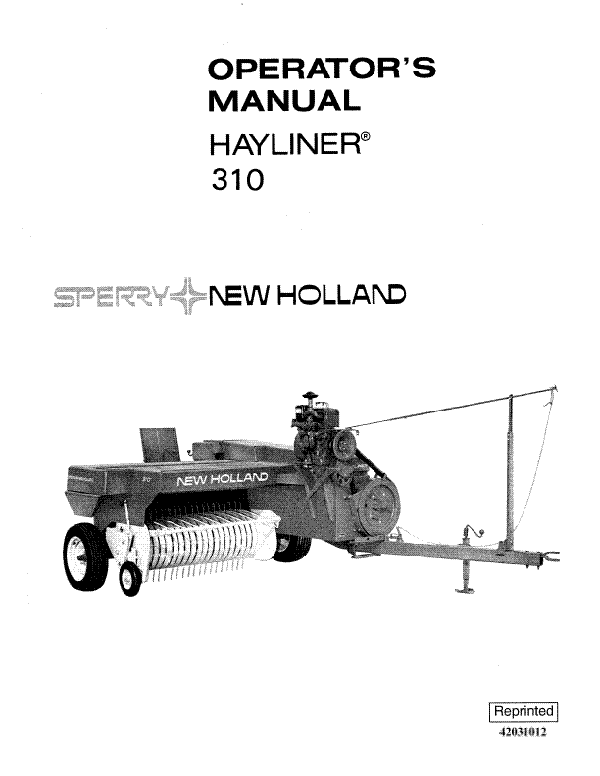New Holland 310 Baler Manual