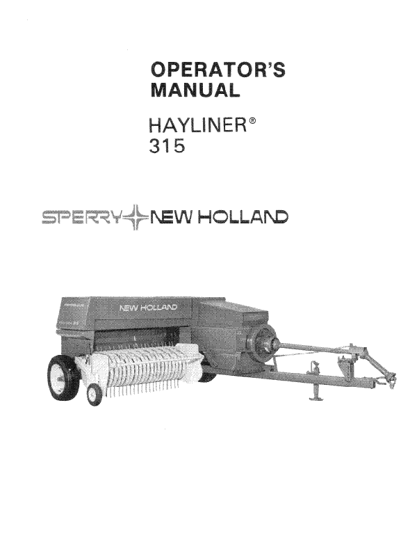 New Holland 315 Hay Baler Manual