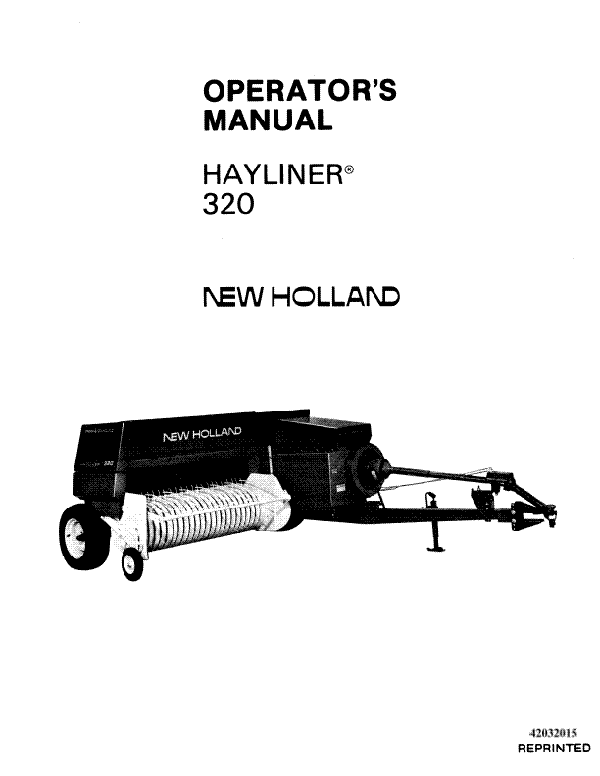 New Holland 320 Hay Baler Manual