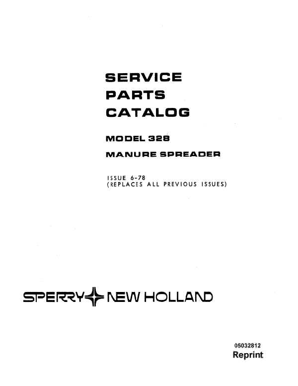 New Holland 328 Manure Spreader - Parts Catalog