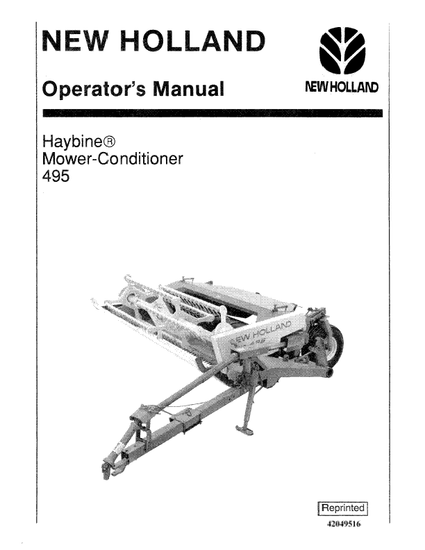 New Holland 495 Mower-Conditioner Manual
