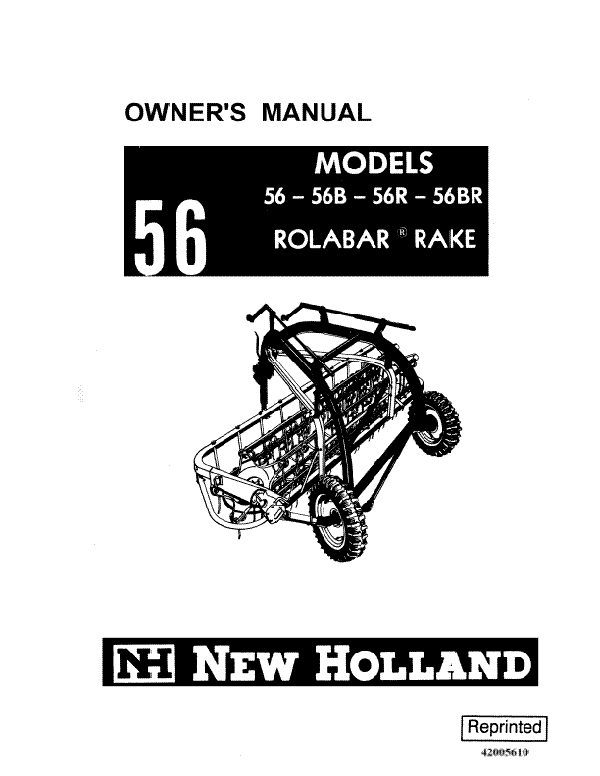 New Holland 56 Rolabar Rake Manual