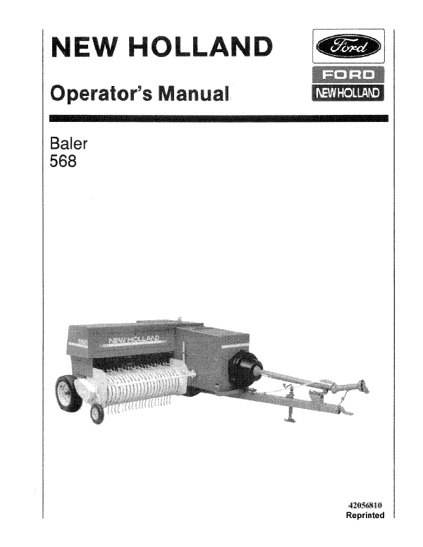 New Holland 568 Hay Baler Manual