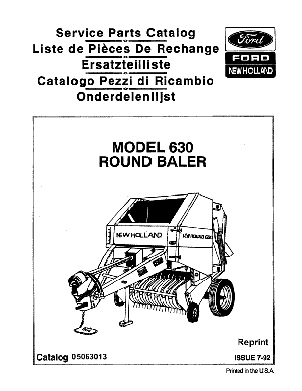 New Holland 630 Round Baler - Parts Catalog