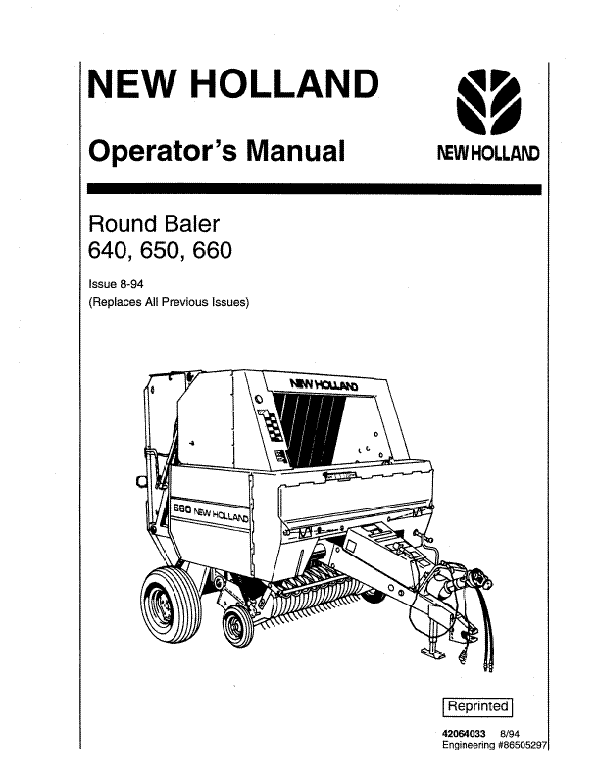 New Holland 640, 650 and 660 Round Baler Manual