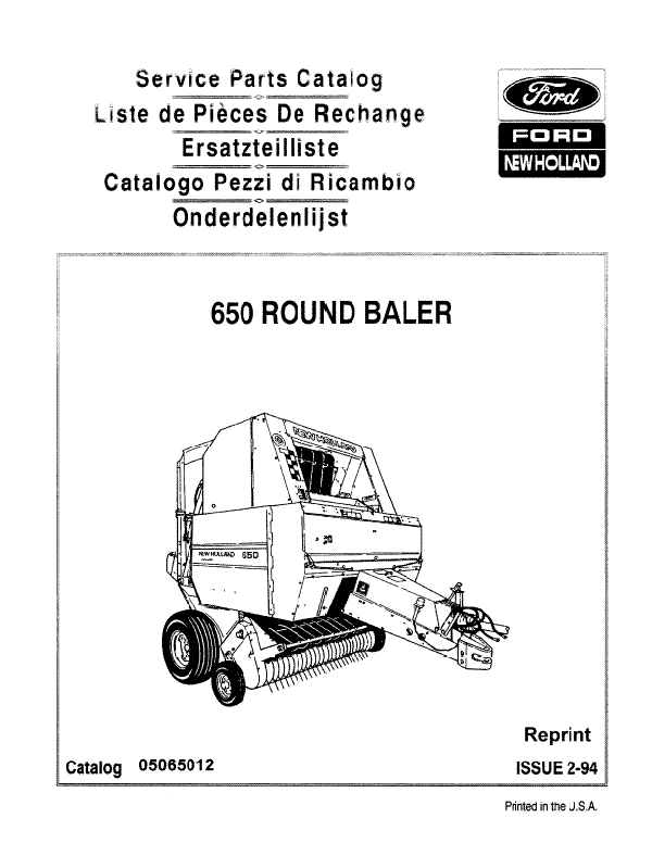 New Holland 650 Round Baler - Parts Catalog