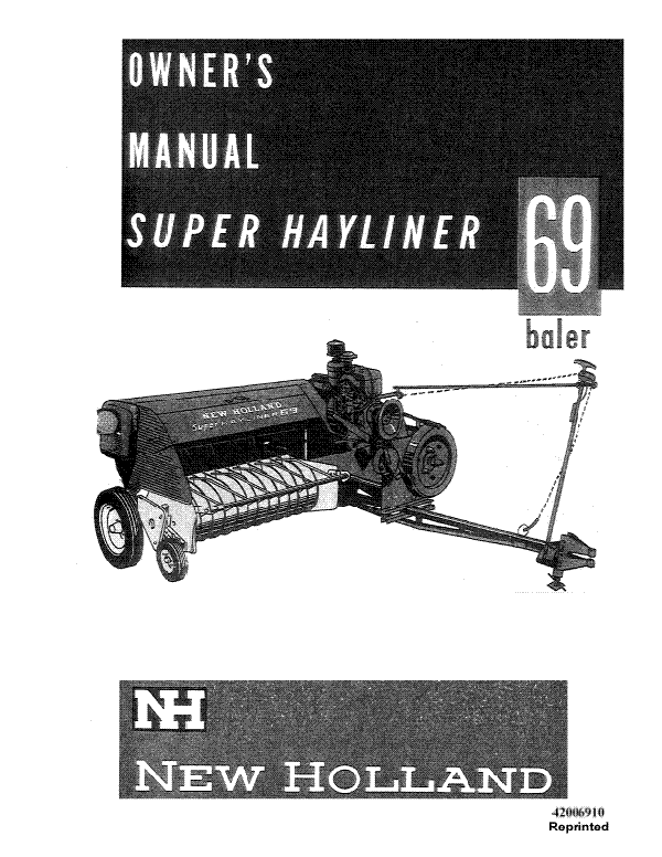 New Holland 69 and 69 Super Hayliner Manual