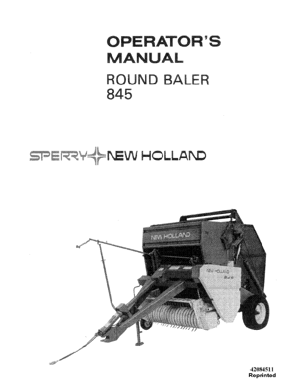 New Holland 845 Round Baler Manual