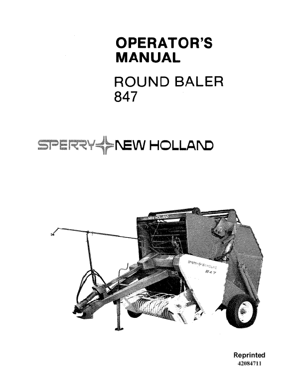 New Holland 847 Round Baler Manual