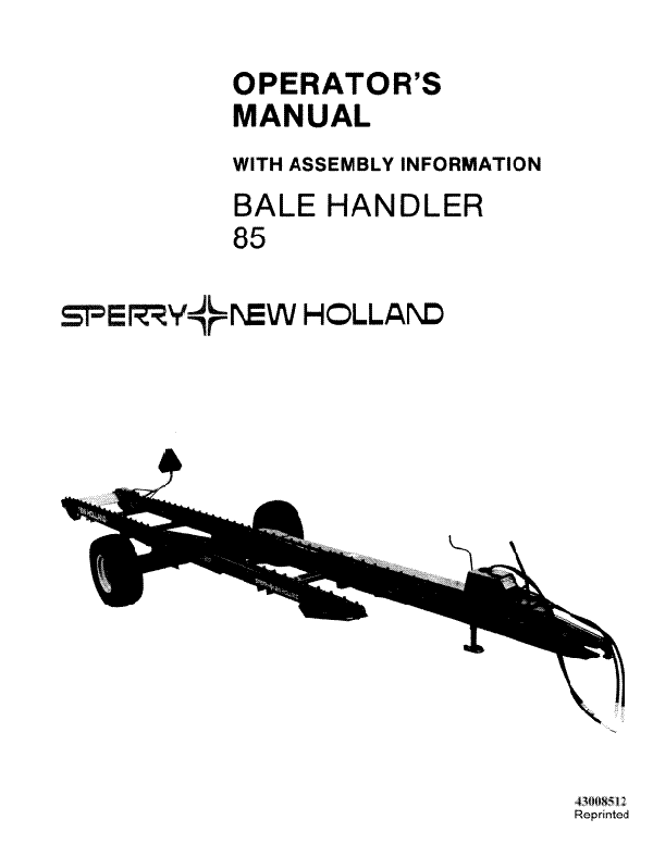 New Holland 85 Bale Handler Manual