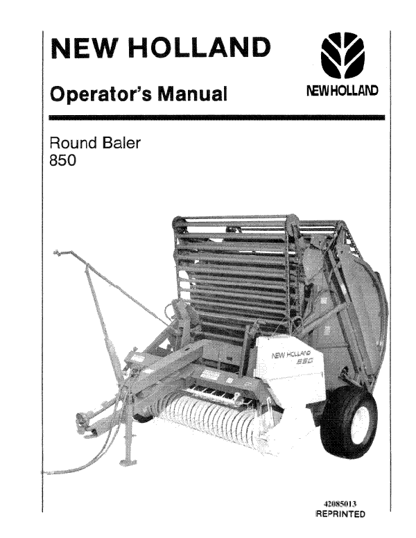 New Holland 850 Round Baler Manual