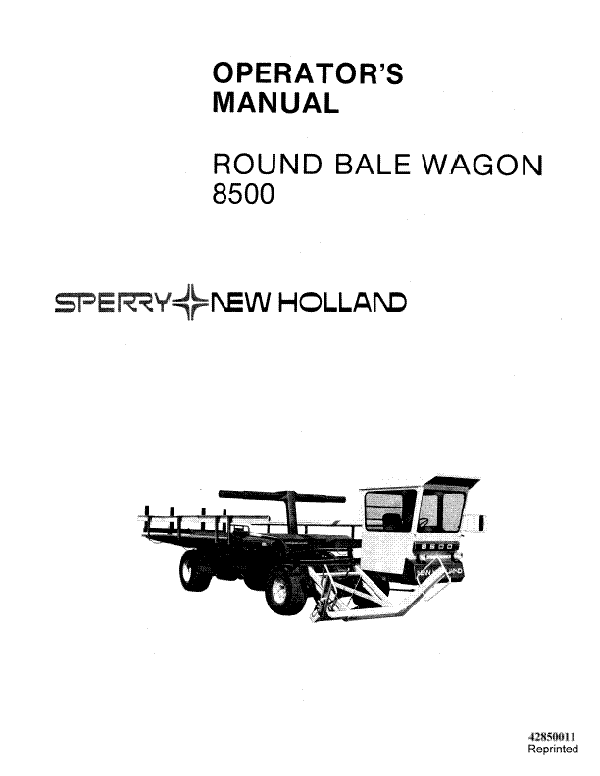 New Holland 8500 Round Bale Wagon Manual