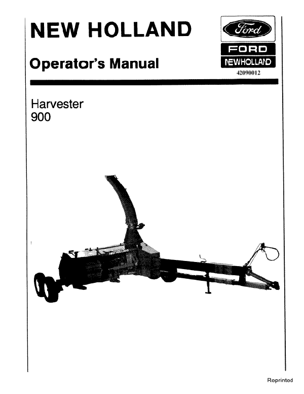 New Holland 900 Harvester Manual