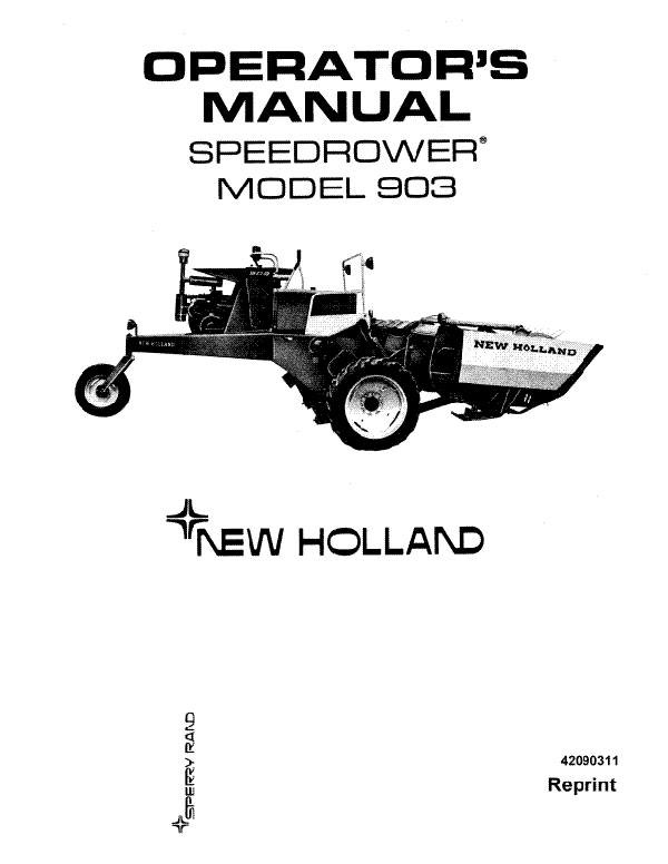 New Holland 903 Speedrower Manual