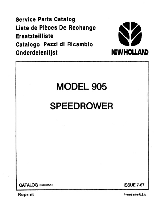 New Holland 905 Windrower - Parts Catalog