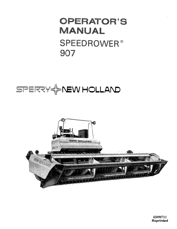 New Holland 907 Speedrower Manual
