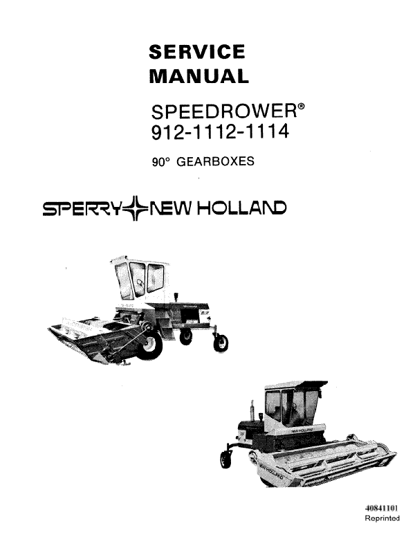 New Holland 912, 1112, and 1114 Speedrower - Service Manual