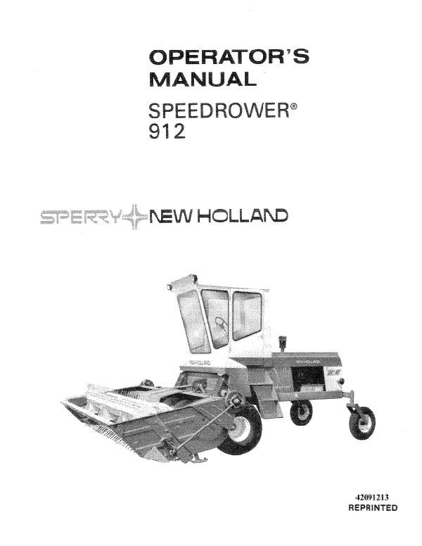 New Holland 912 Speedrower Manual