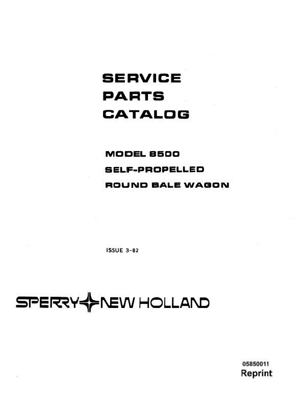 New Holland 8500 Bale Wagon - Parts Catalog