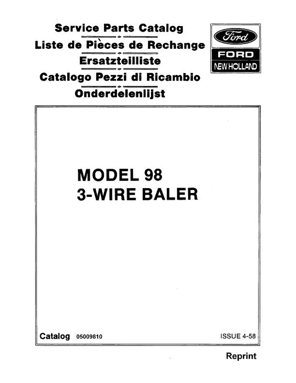 New Holland 98 Hay Baler - Parts Catalog