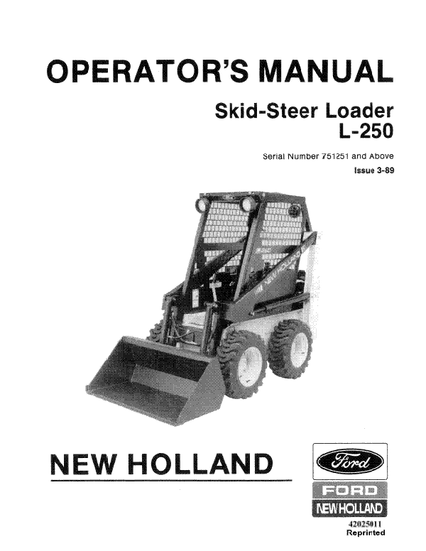 New Holland L-250 Skid Steer Manual