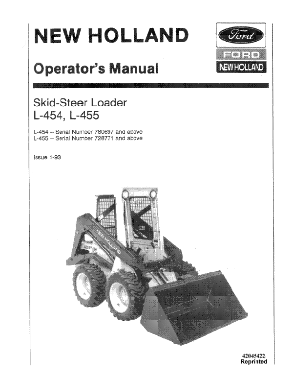 Ford L454 and L455 Loader Manual