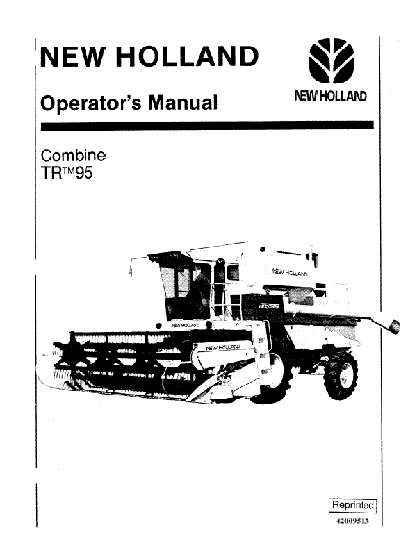 New Holland TR95 Combine Manual