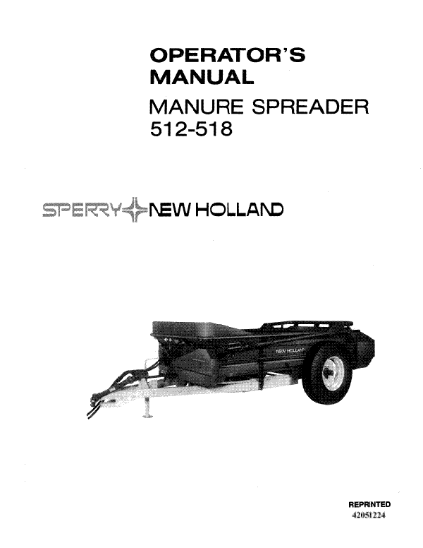 New Holland 512 and 518 Manure Spreaders Manual
