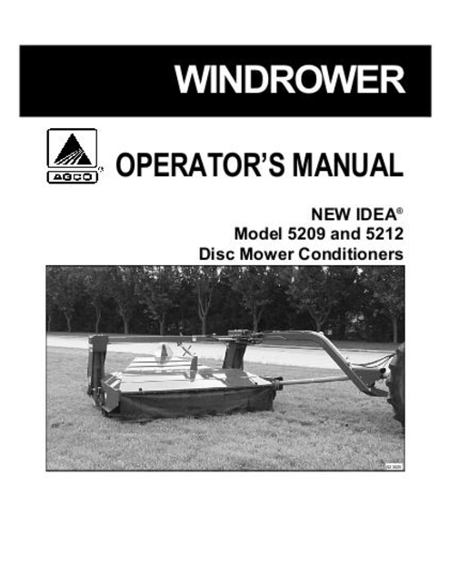New Idea 5209 and 5212 Mower Conditioner Manual