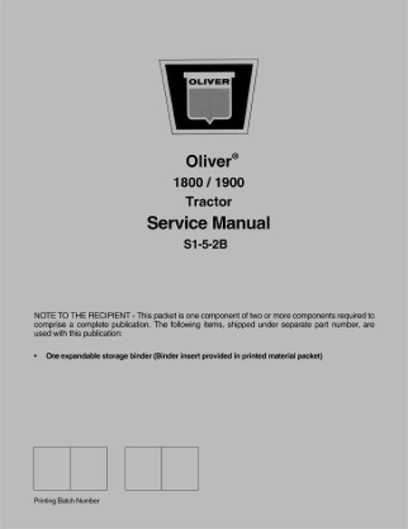 Oliver 1800 and 1900 Tractor - Service Manual