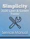 Simplicity 3100 Lawn & Garden Tractor - Service Manual Cover