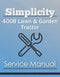 Simplicity 4008 Lawn & Garden Tractor - Service Manual Cover