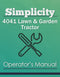 Simplicity 4041 Lawn & Garden Tractor Manual Cover