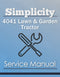 Simplicity 4041 Lawn & Garden Tractor - Service Manual Cover