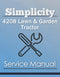 Simplicity 4208 Lawn & Garden Tractor - Service Manual Cover