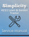 Simplicity 4211 Lawn & Garden Tractor - Service Manual Cover