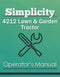 Simplicity 4212 Lawn & Garden Tractor Manual Cover
