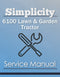 Simplicity 6100 Lawn & Garden Tractor - Service Manual Cover