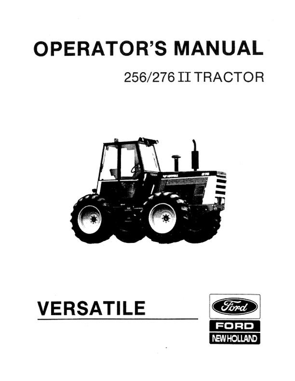 Versatile 256 and 276 II Tractor Manual