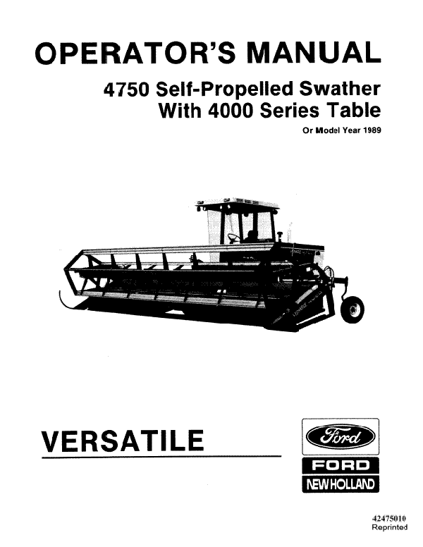 Versatile 4750 Swather Manual