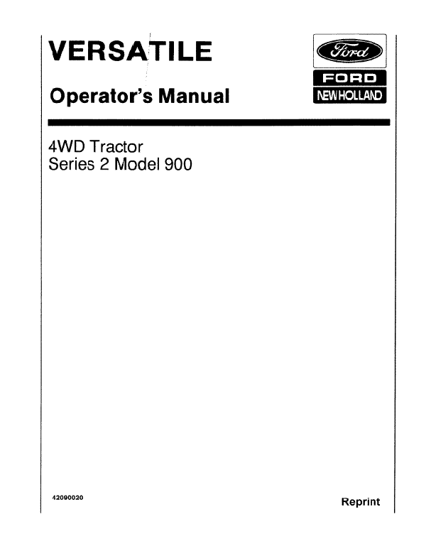 Versatile 900 Series 2 Tractor Manual