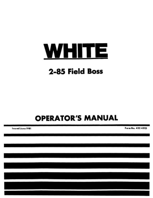 White 2-85 Tractor Manual