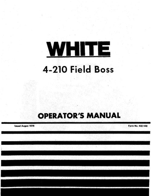 White 4-210 Field Boss Tractor Manual