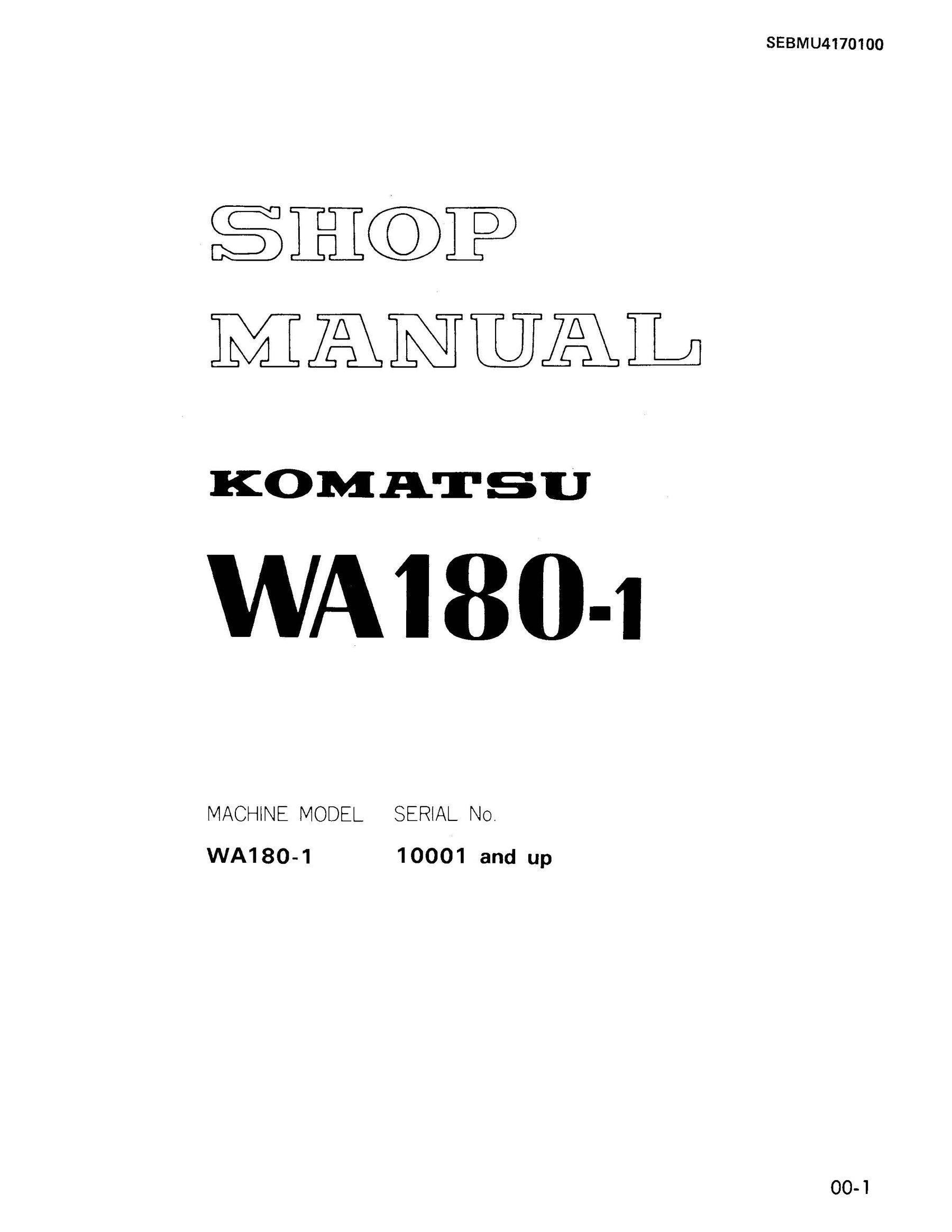 Komatsu WA180-1 Wheel Loader - Service Manual | Farm Manuals Fast